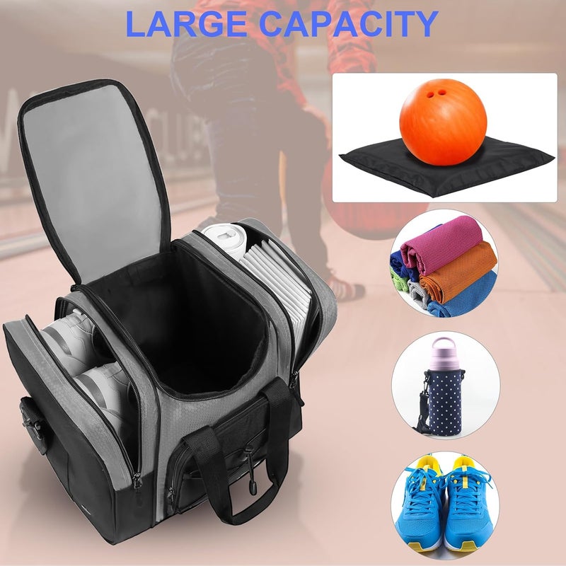 DAFISKY Bowling Ball Bag for Single Ball - Bowling Bag Tote for 1 Ball and Shoes with Padded Holder, 2 Pockets Fits Men & Women bowling Shoes Up To Mens Size 14 - Image 3